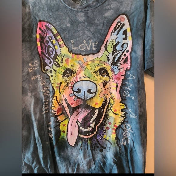 The Mountain German Shepherd Dog Tie Dye T-Shirt blue Size mens Medium - Picture 2 of 4